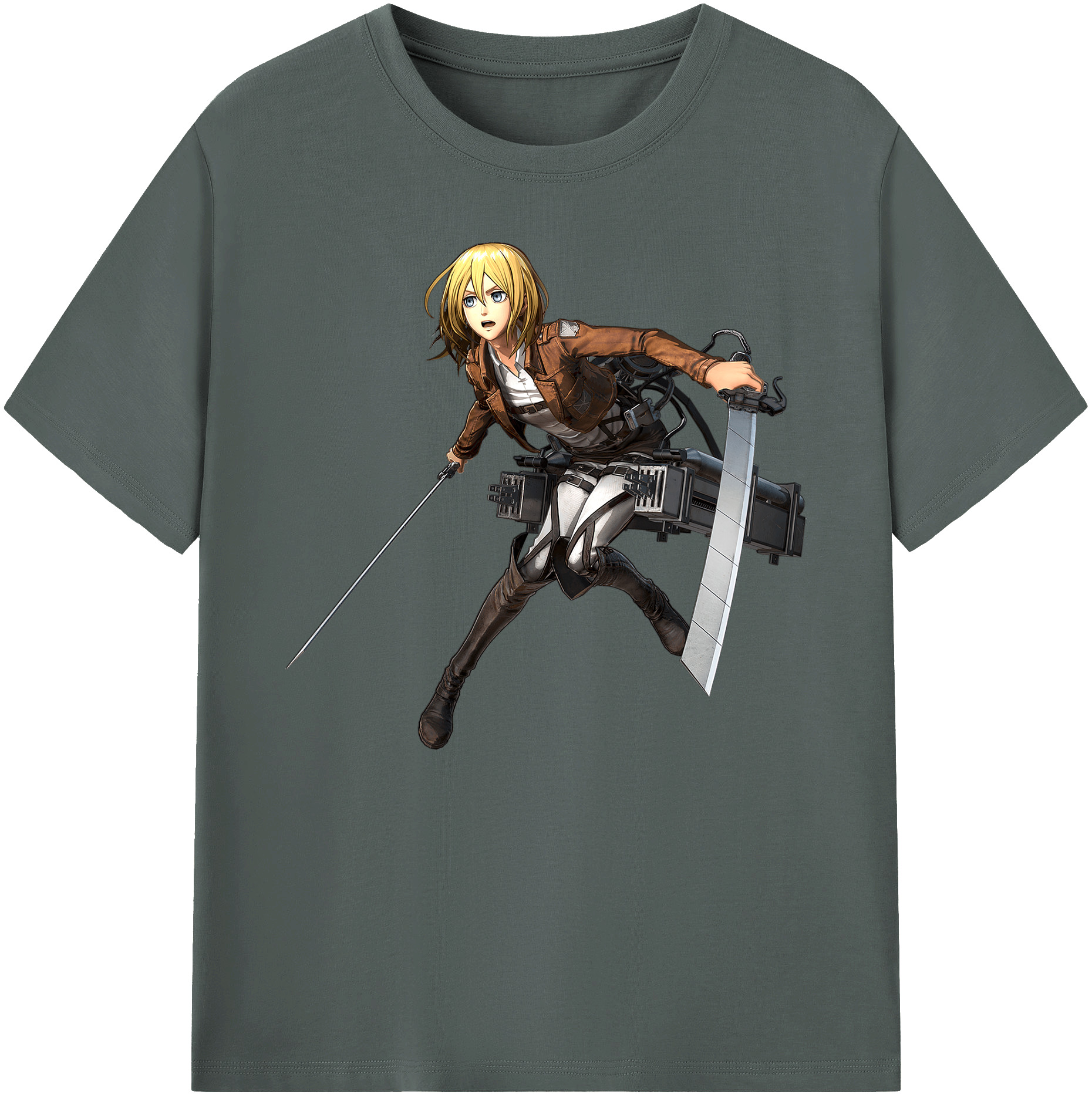 （画像用） 進撃の巨人 クリスタ·レンズ Attack on Titan Christa Lenz 綿100％ メンズ半袖Tシャツ｜肌触りやわらか＆通気性